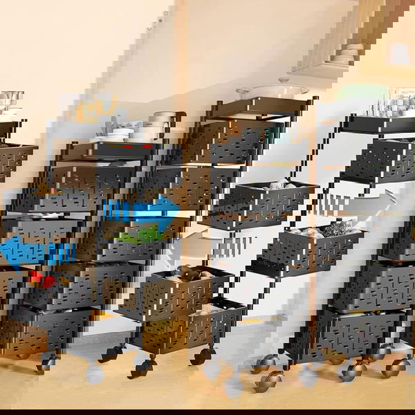 حامل فواكه وخضروات دوّار 360° - مودتصميم عملي وأنيق لتخزين منظم في المطبخ!* Image 2 Preview