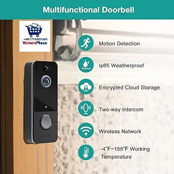 كاميرا فيديو لاسلكية مع جرس جرس الباب، كاميرا ذكية عالية الدقة 1080P للكشف عن الحركة، رؤية ليلية، صوت ثنائي الاتجاه، جرس باب وميض مقاوم للماء IP65 يدعم التخزين السحابي Image 5 Preview