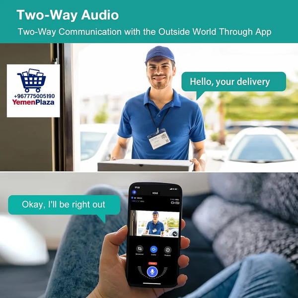 كاميرا فيديو لاسلكية مع جرس جرس الباب، كاميرا ذكية عالية الدقة 1080P للكشف عن الحركة، رؤية ليلية، صوت ثنائي الاتجاه، جرس باب وميض مقاوم للماء IP65 يدعم التخزين السحابي Image 6 Preview