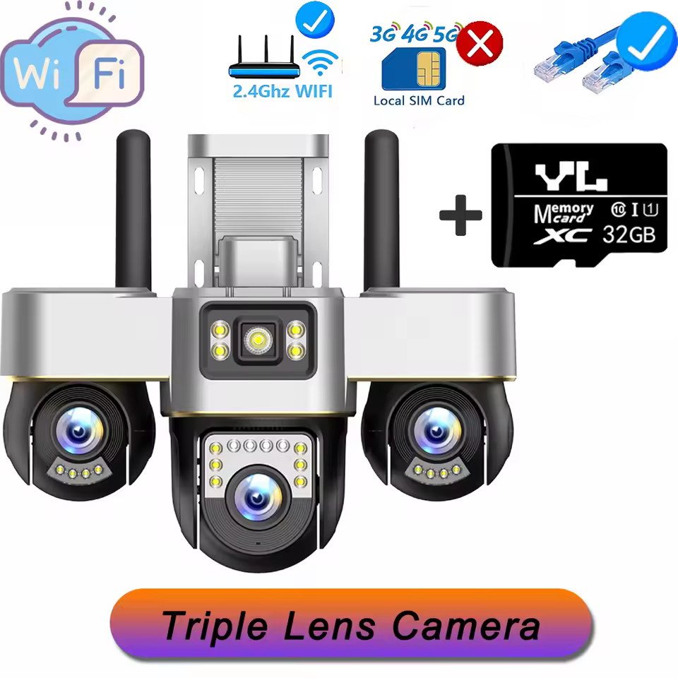 كاميرا مراقبة V380 Pro الذكية ثلاثية العدسات – الجيل الأحدث 2025** Image 1 Preview