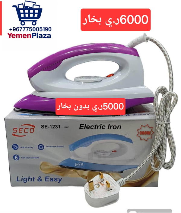 كاويات SECO كهربائية – جودة عالية وأسعار منافسة!    بخار – 6000 ريال يمني   بدون بخار– 5000 ريال يمني Image 1 Preview