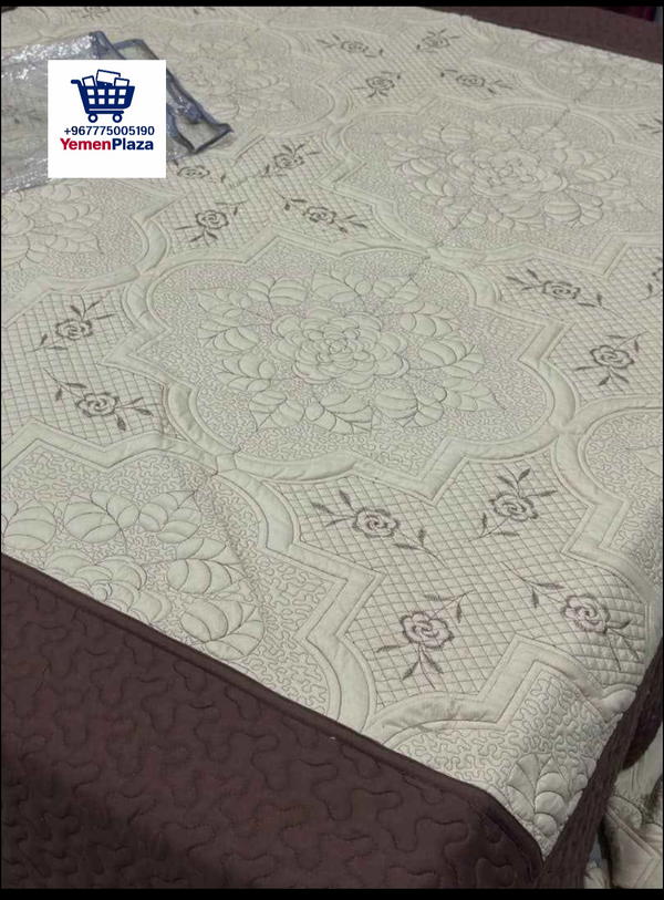 لحاف عـرائـسي فاخر مضغوط قطن 100% - موديل تطريز كمبيوتر مزدوج الوجهين Image 4 Preview