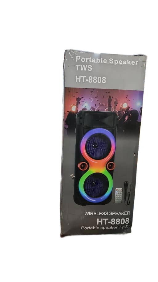 مكبر صوت احترافي للمناسبات سبيكر محمول HT-8808 | صوت وإضاءة بجودة Preview Image