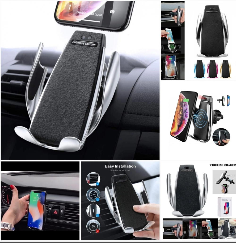 ستاند للهاتف للسيارة مع شاحن وايرلس مدمجحل عملي وأنيق لتثبيت هاتفك وشحنه بسهولة أثناء القيادة Preview Image
